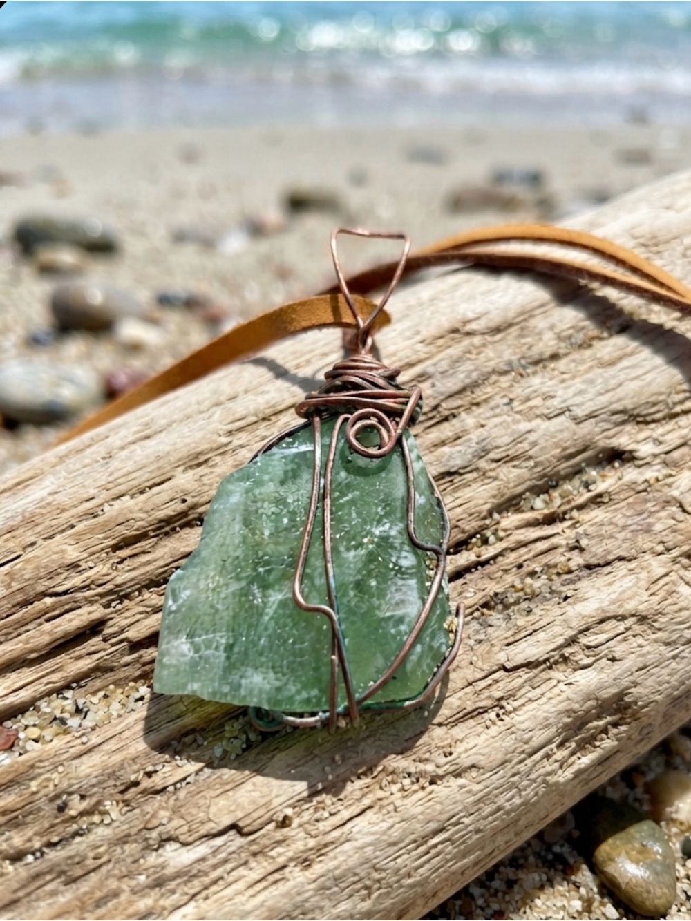Handcrafted Green Flourite Wire-Wrap Pendant Necklace
